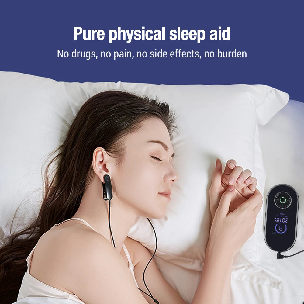 CES Fast Sleep Aid Ear Clip Type Insomnia Electrotherapy Device Relieve Anxiety Depression Migraine Head Pain Improve Sleeping
